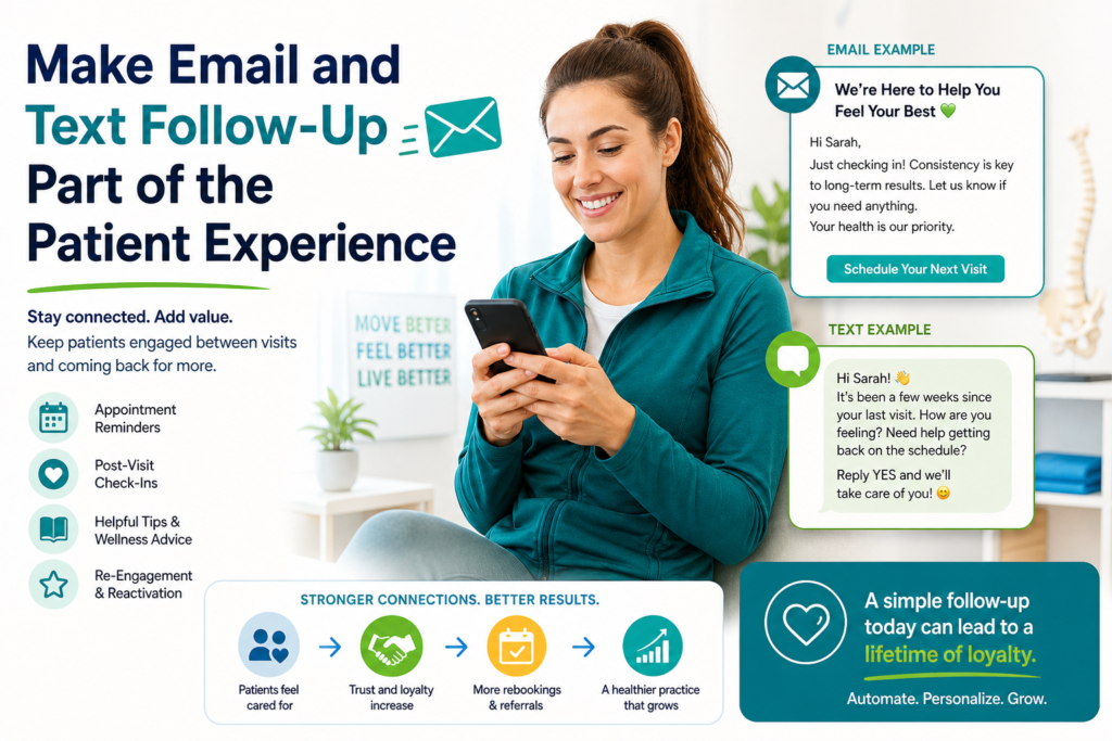 Many chiropractic practices focus so much on getting new patients that they forget about follow-up. But follow-up can make a huge difference. It can help new leads book, help patients stay on track, and help past patients come back when they need care again.