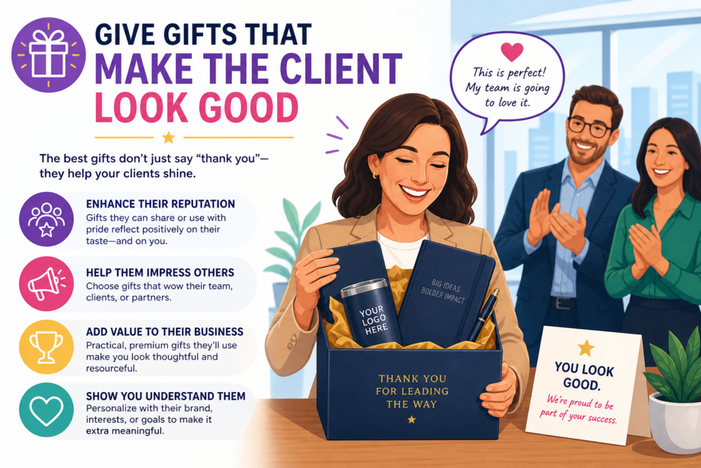 This is often overlooked. Many businesses think a client gift must only please the person receiving it. But in many B2B relationships, your client is also trying to look good in front of their boss, team, board, customers, or partners.
