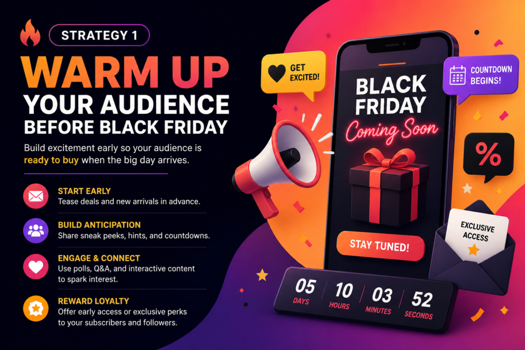 Many brands wait until the sale starts to talk to customers. That is a mistake. By the time Black Friday begins, people are already being flooded with offers. Their inboxes are full. Their social feeds are full. Their attention is split.