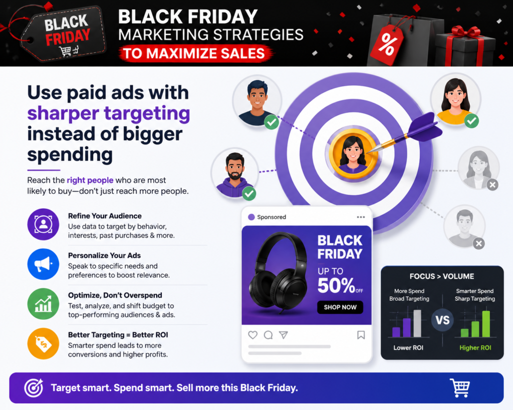 Black Friday ad costs are usually high because many brands are competing at the same time. This does not mean you should avoid paid ads. It means you need to be more careful. Spending more is not a strategy. Spending better is.