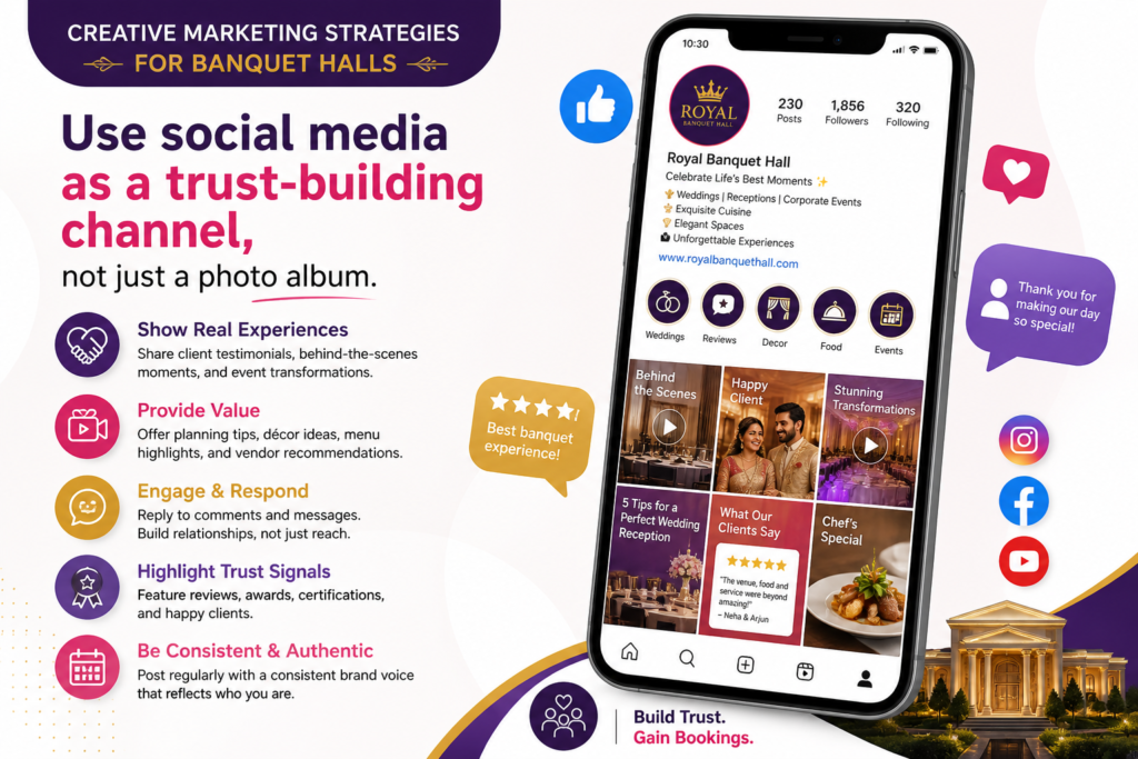 Social media is often the first place people check after hearing about a banquet hall. They want to see whether the venue is active, stylish, trusted, and popular. But many banquet halls use social media like a storage folder for event photos. They post images without context, captions, or strategy.