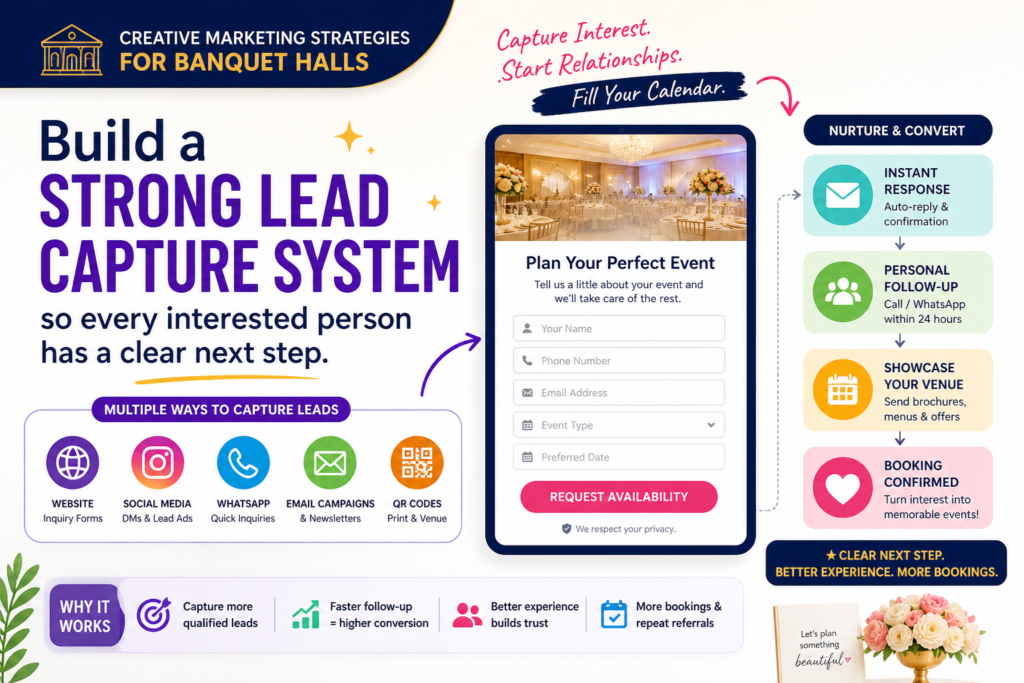 Getting attention is only half the job. The real money is made when that attention turns into an inquiry, a visit, and then a booking. Many banquet halls lose leads not because people are not interested, but because the next step is unclear, slow, or too much work.