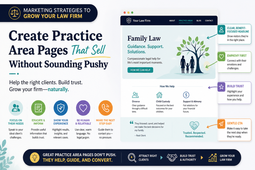 Practice area pages are some of the most important pages on a law firm website. These are the pages people visit when they are close to needing help. A person reading a criminal defense page, immigration page, probate page, or injury page is often not casually browsing. 