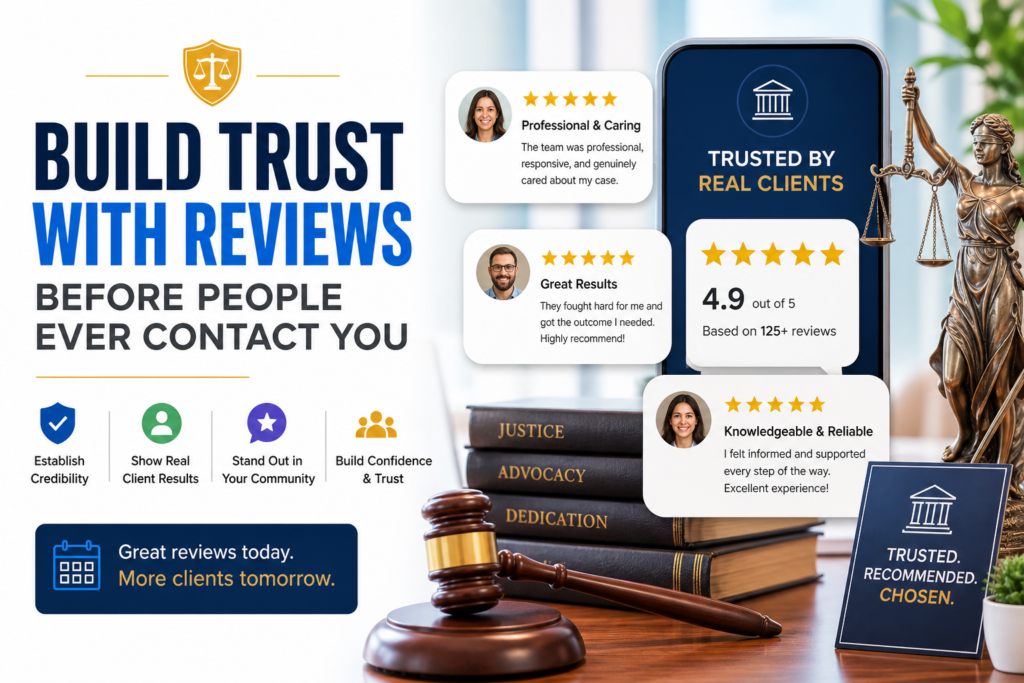 Reviews are not just nice to have. For a law firm, they can shape the decision before a person reads a full page on your website. A potential client may find your firm on Google, see your star rating, read a few client stories, and decide in less than a minute whether you feel safe enough to contact.