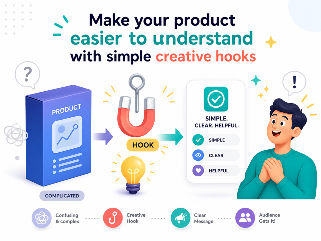 A creative hook is the first idea that grabs attention. It can be a sentence, a visual, a comparison, a question, or a bold point of view. The hook’s job is not to explain everything. Its job is to make people stop and want to know more.