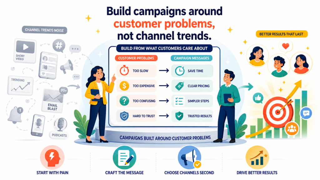 Marketers often ask the wrong first question. They ask, “Should we be on TikTok?” “Should we run ads?” “Should we post more on LinkedIn?” “Should we start a podcast?” “Should we create short videos?”