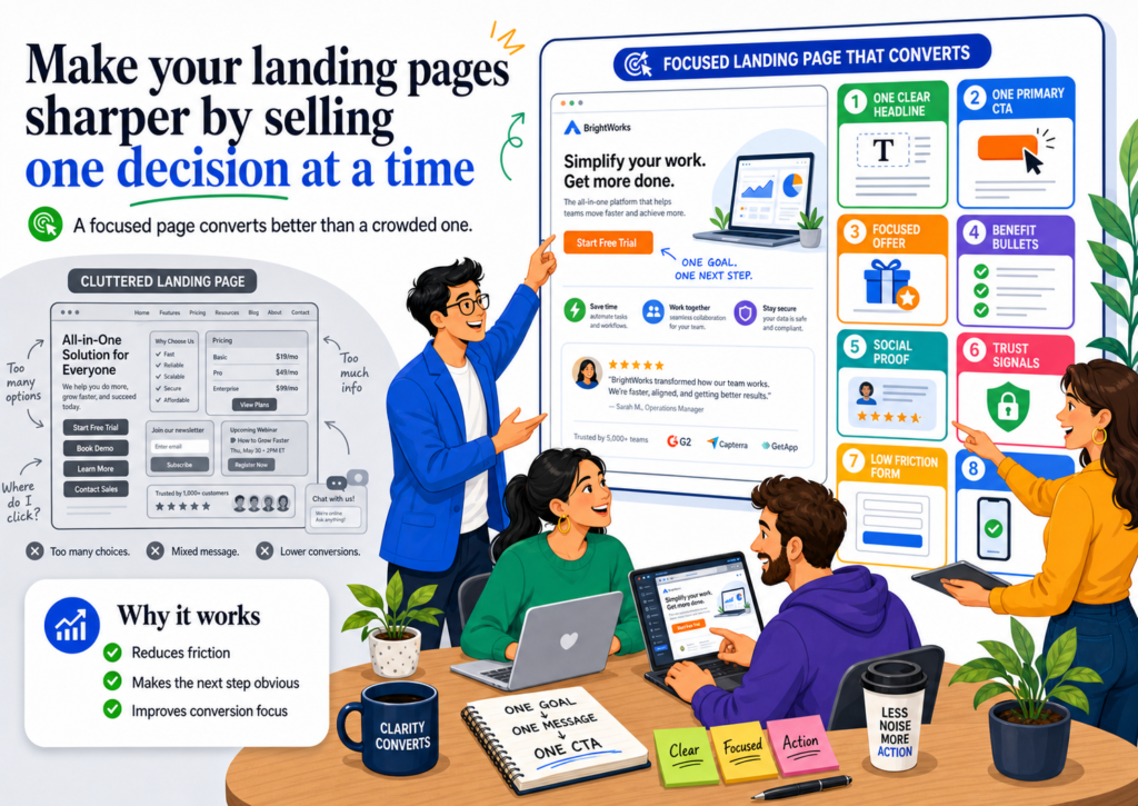That sounds simple, but many landing pages fail because they are overloaded. They include too many messages, too many offers, too many audiences, and too many calls-to-action. The result is confusion.