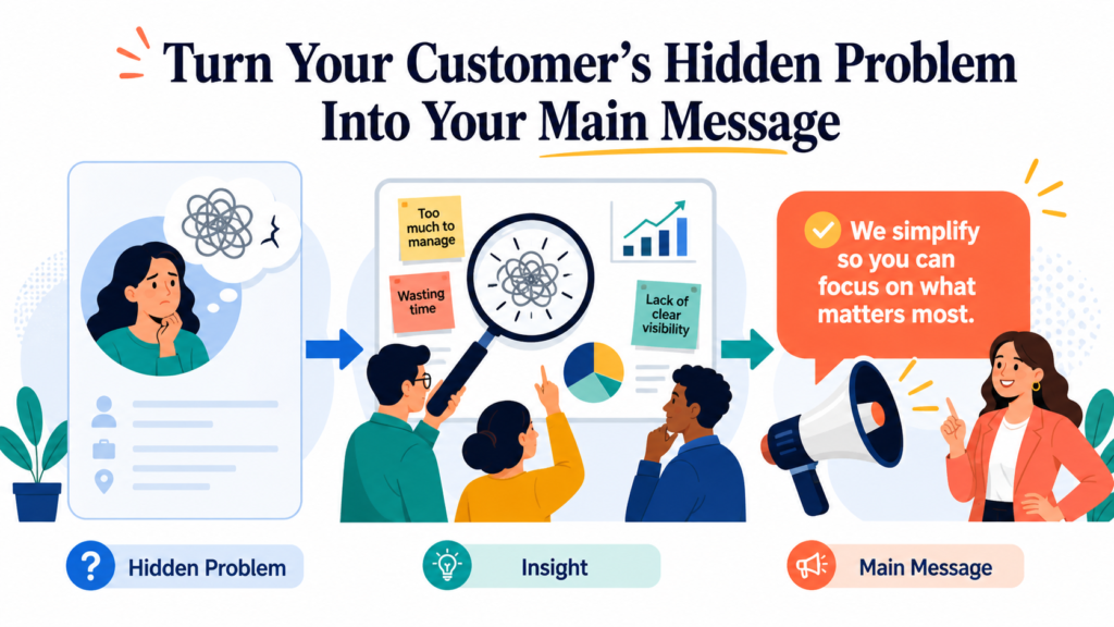 A hidden problem is the deeper issue behind the surface complaint. Your customer may say they need more leads. But the hidden problem may be that their offer is unclear. They may say their ads are not working.