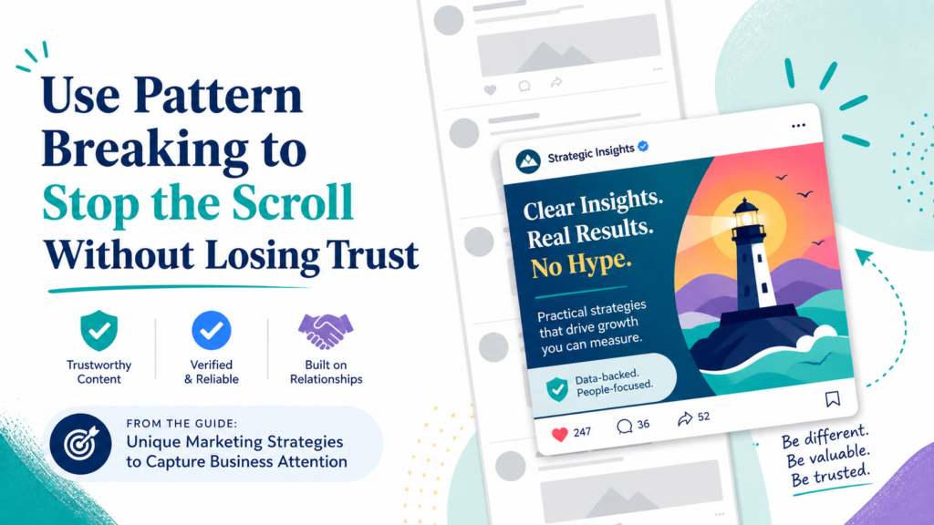 A pattern break is anything that feels different from what people expect to see. It can be a headline, opening line, image, email subject, ad angle, or landing page message that breaks the usual flow.