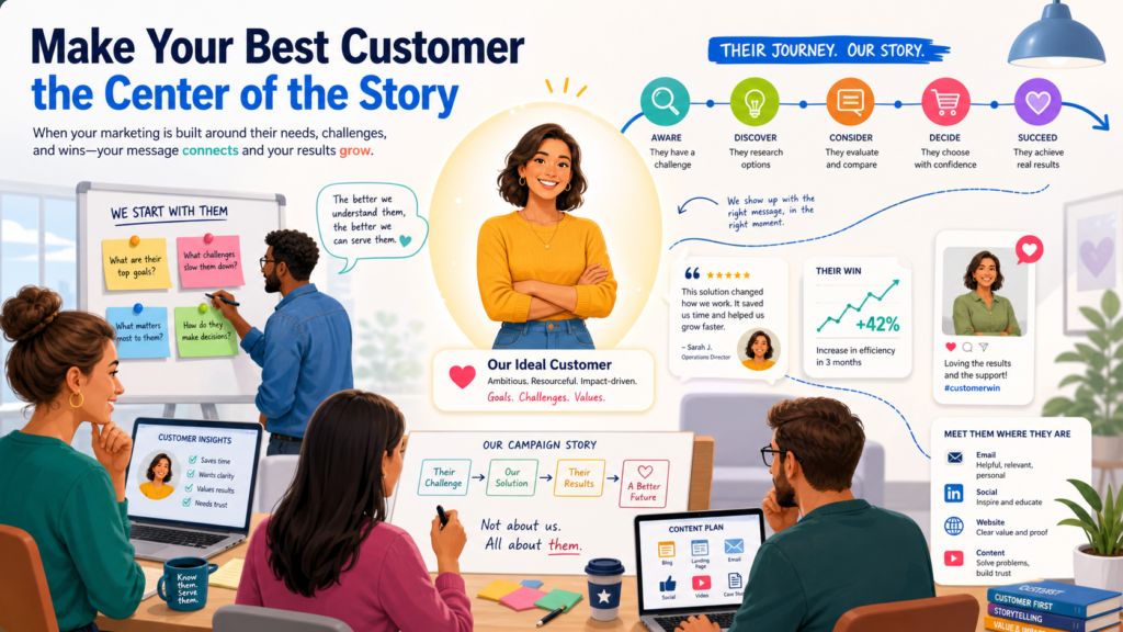 Many businesses make themselves the hero of their marketing. They talk about their experience, their process, their tools, their team, and their awards. Some of this can help, but it should not be the center of the story.