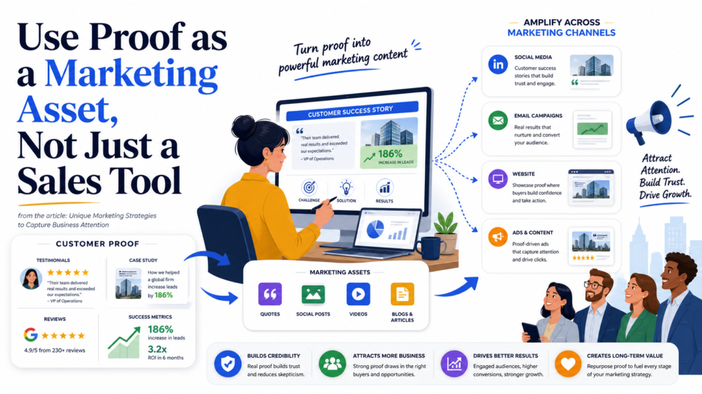 Proof should be part of your marketing from the start. It should show up in your content, your ads, your emails, your landing pages, your social posts, and your sales material. When used well, proof does more than support your claims. It makes your message believable.
