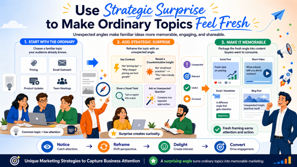 Every industry has them. A marketing agency may need to talk about SEO, lead generation, email, content, conversion, and brand strategy. The problem is that many buyers have already seen hundreds of articles and posts on those subjects.
