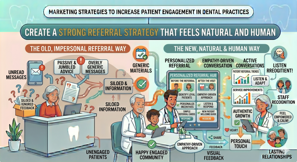 But referrals do not always happen on their own. Patients may love your practice and still forget to mention it. A smartreferral strategy gently reminds them that sharing your practice can help someone else get better care.