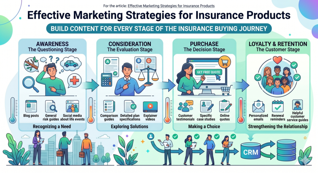 Insurance buyers do not move in a straight line. They may read a blog post, leave, return through a search ad, compare providers, ask a spouse or business partner, check reviews, and then request a quote days or weeks later.