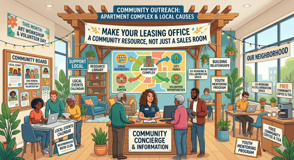 The leasing office is often treated as a place where tours start and applications are signed. But it can do more. It can become a small community hub that helps residents, prospects, and neighbors feel connected to the property.