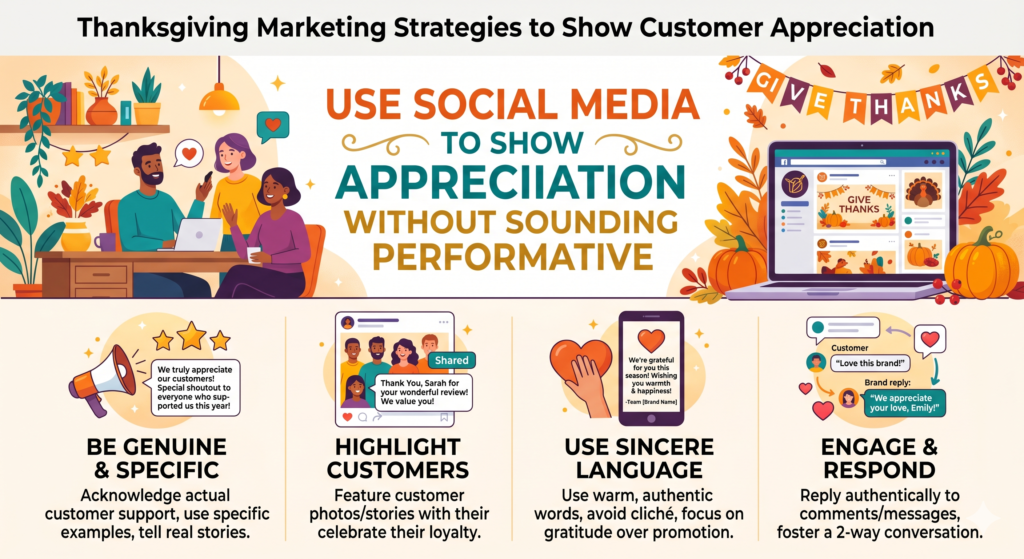 Social media is a natural place for Thanksgiving content, but it can also feel fake if the message is too polished. Customers can tell when a brand is posting gratitude only because the calendar says it should.