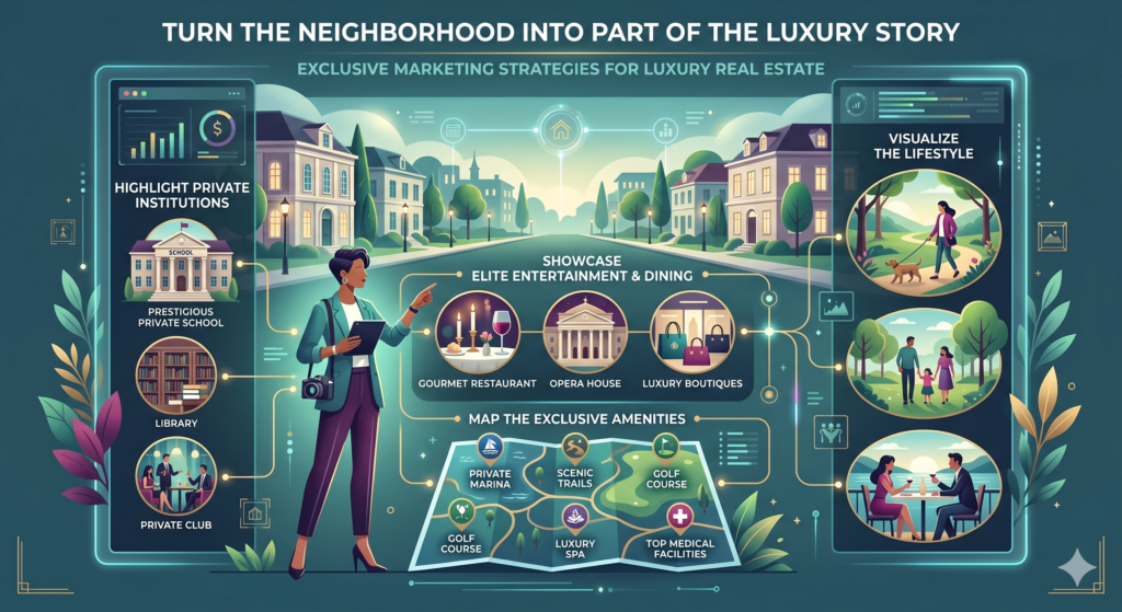 A luxury property is not only judged by the home itself. The area around it matters. Buyers want to know what life feels like beyond the front door. They want to understand the privacy, access, safety, culture, schools, dining, clubs, nature, and long-term value of the location.