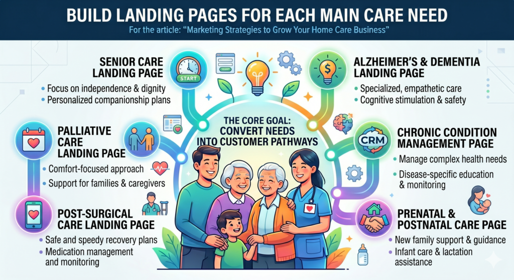 A landing page is a focused page built for one clear purpose. For a home care agency, that purpose is usually to turn a worried visitor into a phone call, form fill, or consultation request.