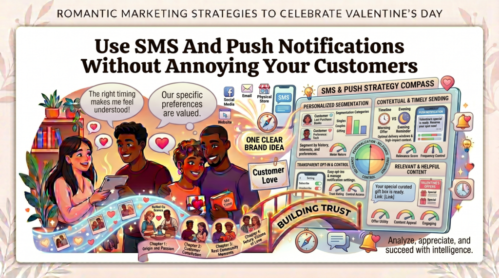 SMS and push notifications can be powerful during Valentine’s Day because timing matters. A short message can remind someone about a deadline, pickup window, booking slot, or last-minute offer. But these channels are personal. If you overuse them, customers may unsubscribe fast.