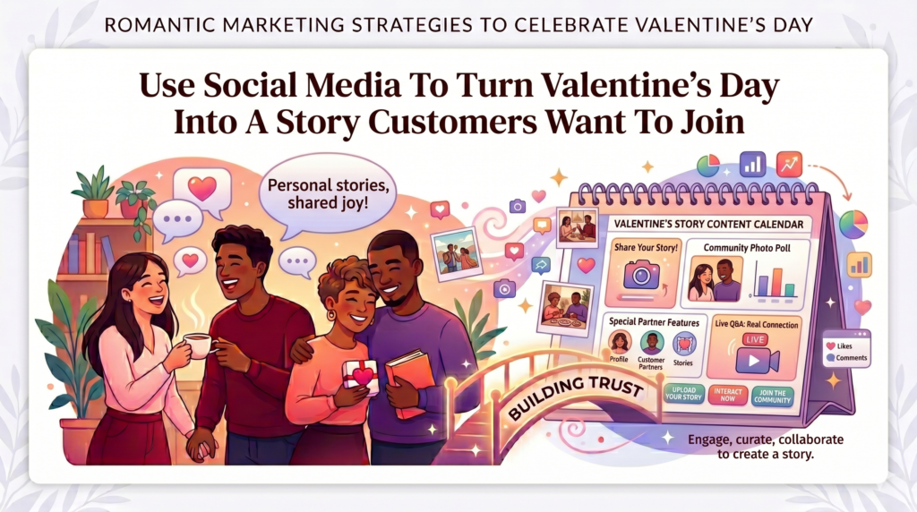 Social media is not just a place to post your Valentine’s Day offer. It is a place to build mood, show ideas, start small talks, and make your brand feel alive. This matters because Valentine’s Day is very visual and very emotional. People are not only searching for products. They are also watching what others are planning, buying, wearing, cooking, booking, and sharing.