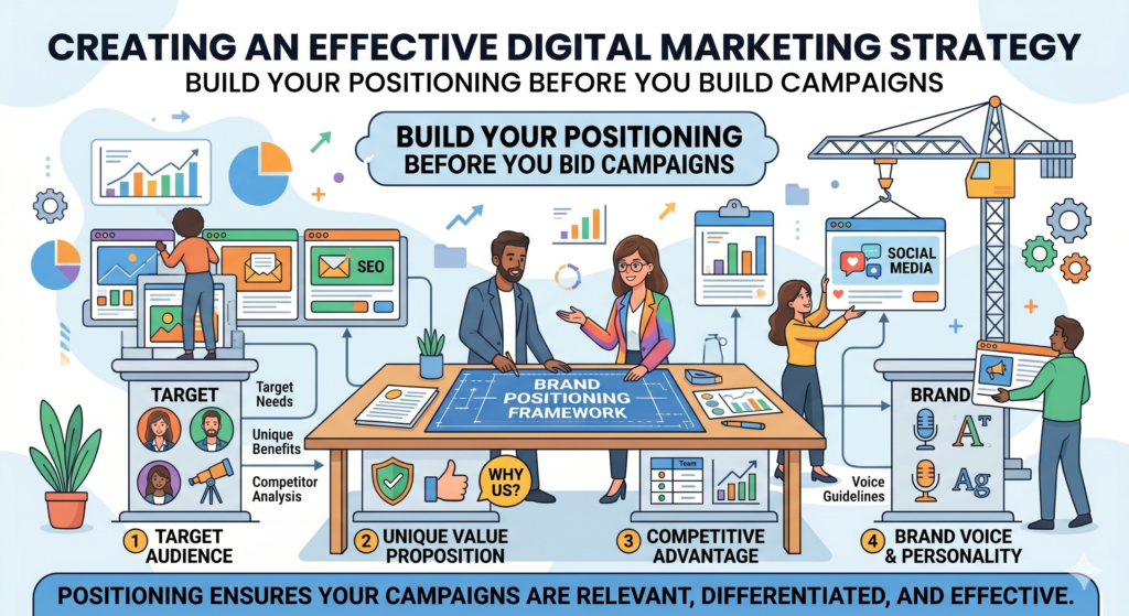 This is one of the most important parts of digital marketing, yet it is often rushed. Many businesses jump straight into content, ads, and social media without first deciding how they want to be seen. That creates weak marketing because every channel ends up saying something slightly different.
