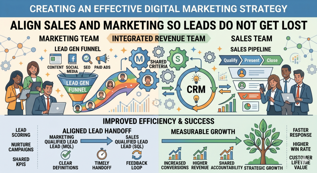 Marketing does not end when a lead fills out a form. In many businesses, this is where the most important part begins. If sales and marketing are not aligned, good leads can be lost through slow replies, weak follow-up, unclear handoffs, or messages that do not match what the buyer saw online.