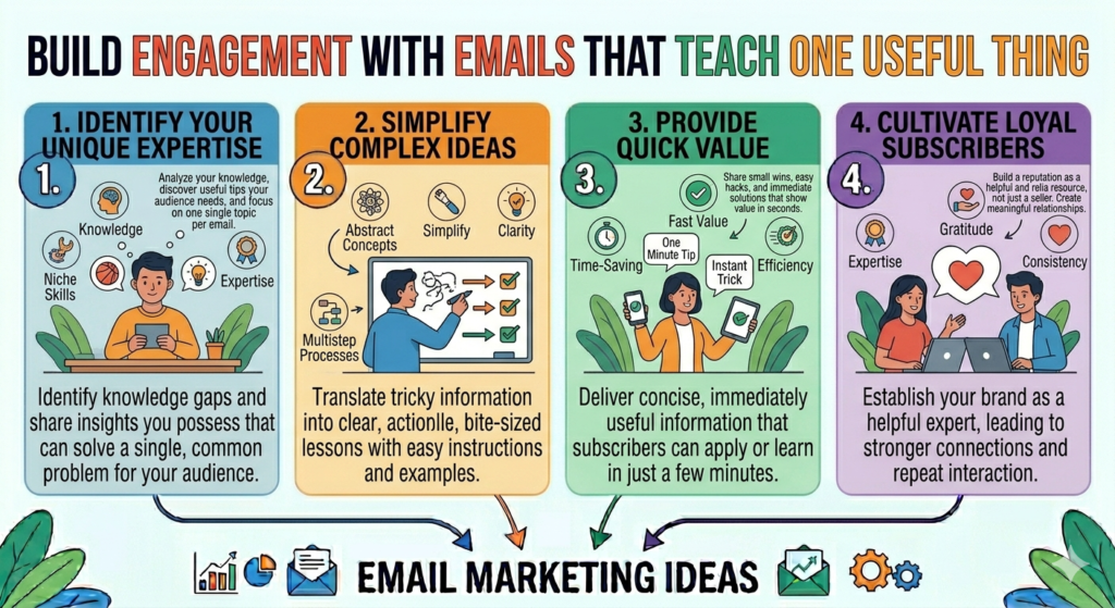 When your emails teach well, readers begin to trust your brand. They start to see you as useful. They begin to believe that if your free emails are this helpful, your paid product or service may be even better.