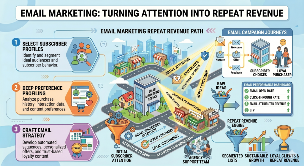 Many businesses spend heavily to attract people through ads, SEO, social media, events, referrals, and content. But once someone visits the website, downloads a guide, joins a list, books a call, or buys once, the follow-up is weak. That is where revenue leaks.