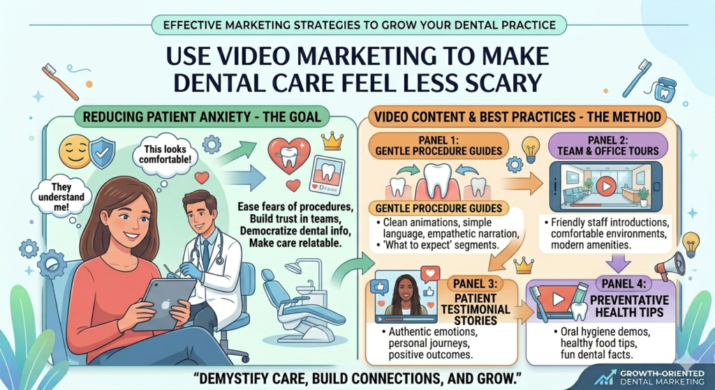 Video is one of the best ways to build trust in dental marketing. Dentistry can feel personal and stressful. Many patients want to see who they are dealing with before they book. Video helps them feel familiar with your team, your office, and your way of explaining care.