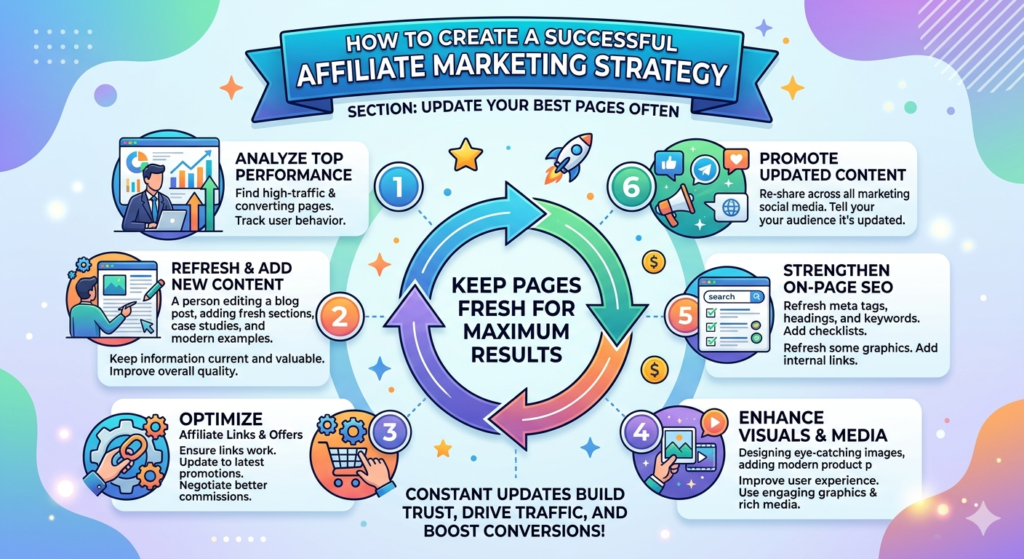 Affiliate SEO is not a one-time job. Products change. Pricing changes. Features change. Competitors improve. Search results shift. Buyer questions change.
