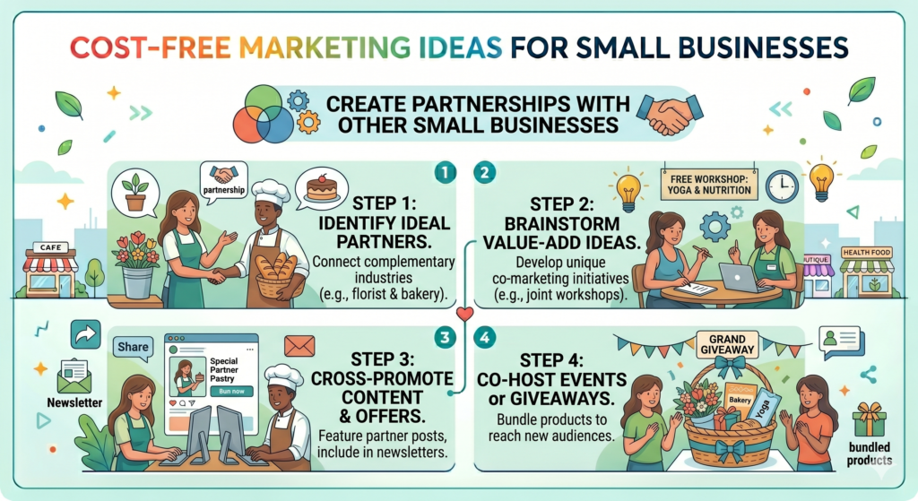 One of the smartest cost-free marketing ideas is to borrow trust from businesses that already serve the same type of customer. This does not mean stealing customers. It means building helpful partnerships where both sides benefit.