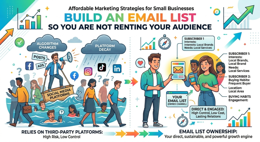 Social media is useful, but you do not fully control it. A platform can change its rules. Reach can drop. Accounts can get restricted. Trends can shift. If your whole marketing plan depends on borrowed attention, your business is always at risk.