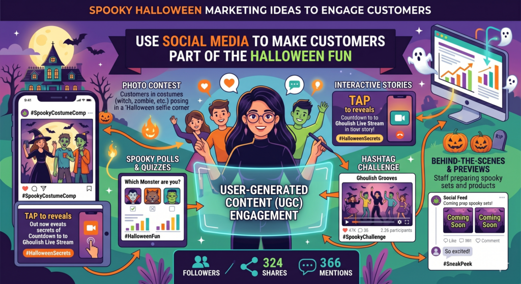 Social media is where Halloween energy spreads fast. People are already posting costumes, food, home decor, party ideas, memes, and scary moments. Your brand can join that behavior, but it should not just post for the sake of posting. The goal is to give people something they want to react to, share, or join.
