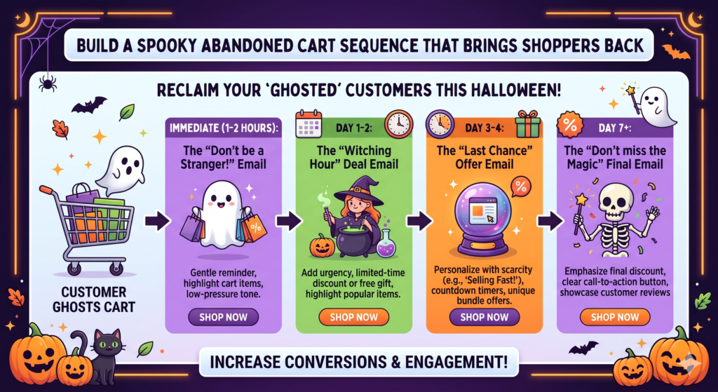 Halloween shoppers often browse fast. They compare costumes, treats, decor, gifts, and party items across many sites. Some add items to their cart and then leave because they get distracted, worry about delivery, or decide to think about it later.