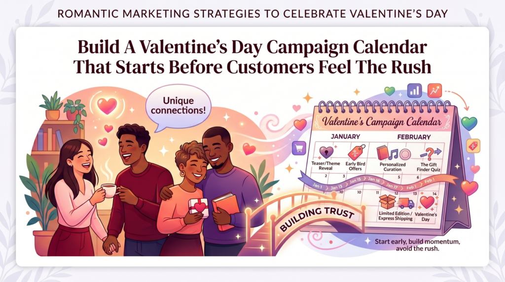 Many brands wait too long to market for Valentine’s Day. They send one email in February, post a few red graphics, run a small discount, and hope buyers show up. That approach misses the way people actually shop.