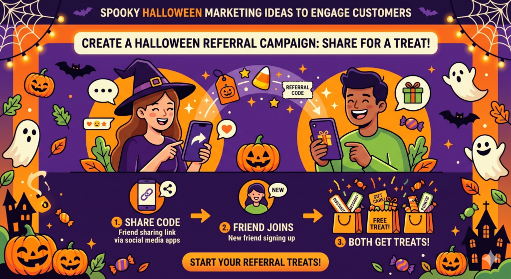 A Halloween referral campaign works because the season is already built around sharing. People share candy, costumes, party plans, photos, and fun ideas. Your brand can use that same behavior to bring in new customers through people who already like you.