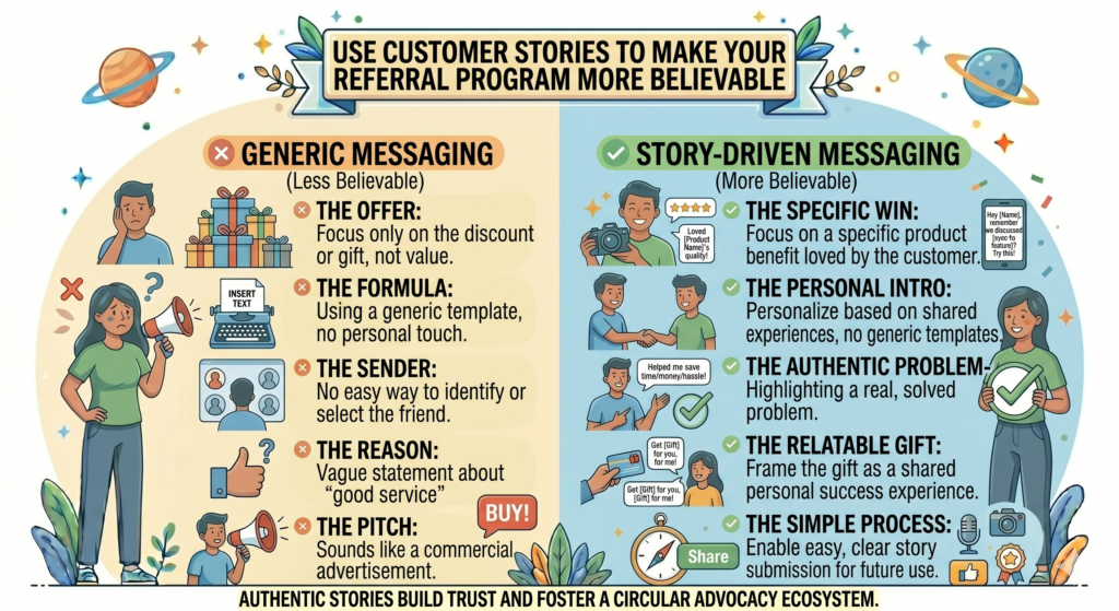 Customer stories are one of the best ways to support a referral program. They give people something real to share. They also help referred leads understand what your brand can do.