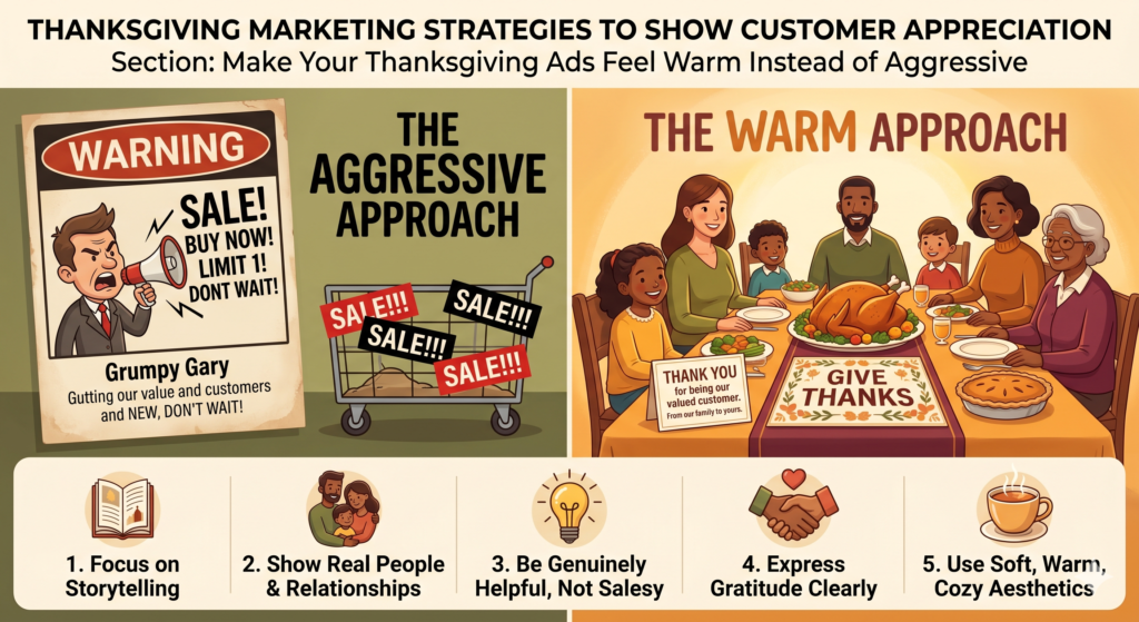 Thanksgiving ads can work well, but only if they match the mood of the holiday. People expect some promotions during this season, but they are also sensitive to brands that feel too pushy too early.