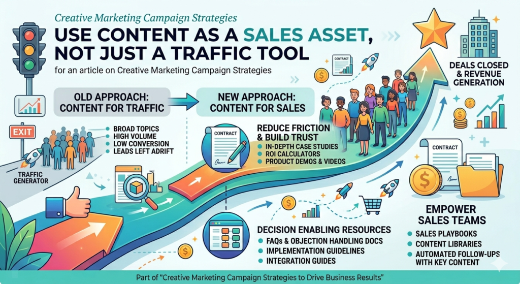 Content is often treated as a way to get traffic. That is useful, but it is not enough. A blog post, video, guide, or case study should not only bring people in. It should also help move them closer to buying.