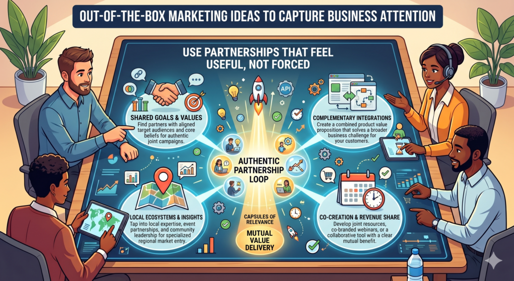 They swap posts. Co-host a broad webinar. Add each other’s logos. Send one email to each list. Then the partnership fades.
