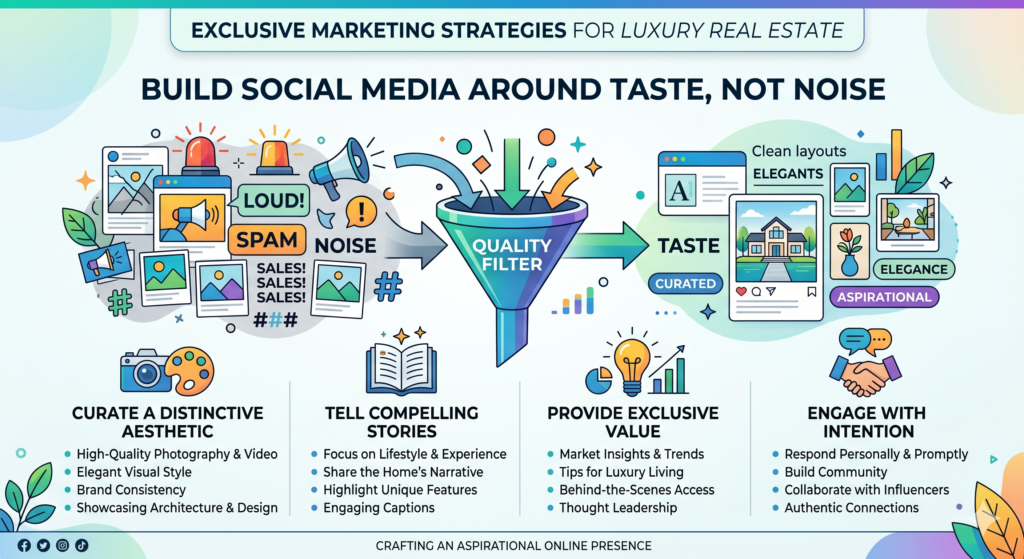 Social media can help sell luxury real estate, but only when it feels curated. Many brands post too much, too loudly, and without a clear point of view. That can hurt the premium feel of the property.