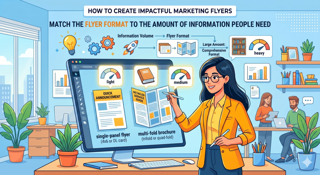 Flyer format affects how much people read, how they hold the piece, and how much space you have to persuade them. Many businesses choose a format based only on cost or template size. That can work for simple offers, but it can also limit the flyer before the message has a chance to do its job.