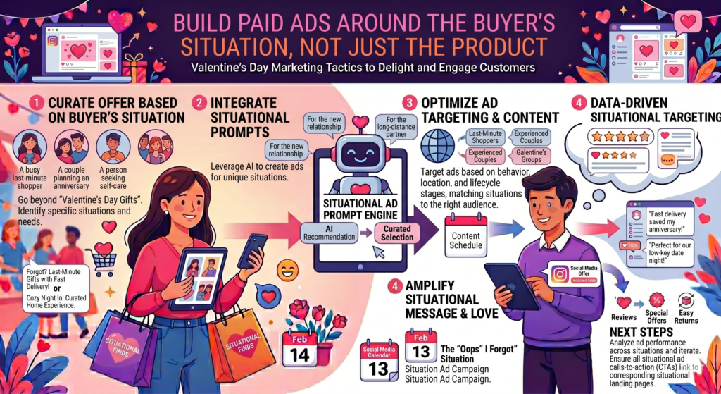 Paid ads can drive strong Valentine’s Day sales, but only when the message matches the buyer’s stage and need. A common mistake is running one broad Valentine’s Day ad to everyone. That usually leads to weak results because not all buyers are thinking the same way.