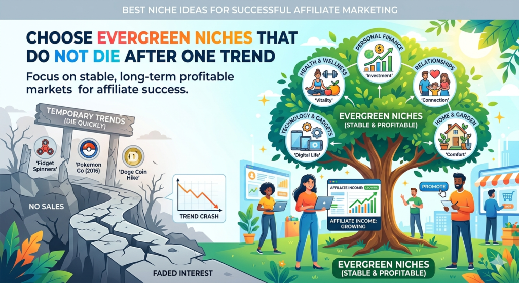A good affiliate niche should have staying power. Trends can bring quick traffic, but they can also fade fast. If your whole site depends on one hot topic, your income may rise quickly and then drop just as fast.