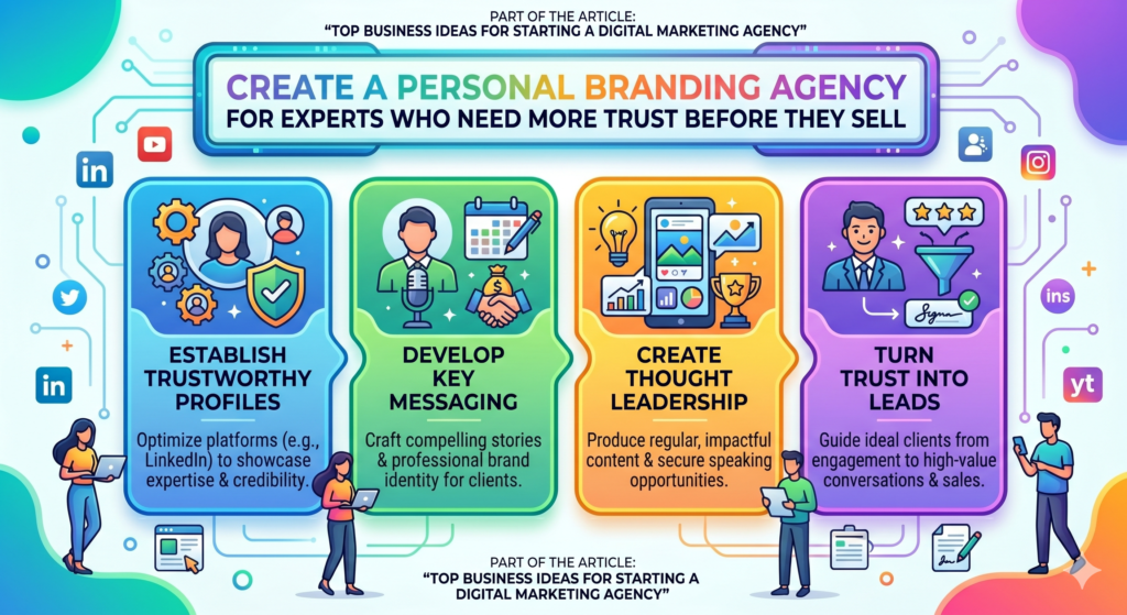 A personal branding agency helps experts become easier to trust online. This is different from basic social media management. The goal is not just to post often. The goal is to make the right people understand what the expert knows, what they stand for, and why they are worth listening to.