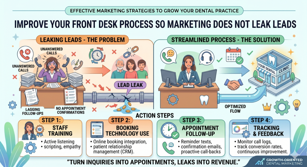 Marketing can bring attention, clicks, calls, and appointment requests. But if your front desk process is weak, many of those opportunities will disappear. This is one of the most overlooked parts of dental growth.