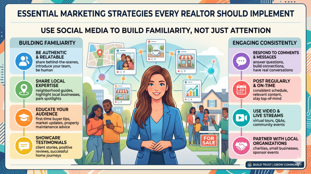 Social media can help realtors a lot, but only when it is used with a clear purpose. The goal is not to go viral. The goal is not to post just because other agents are posting. The goal is to become familiar to the right people in your local market.