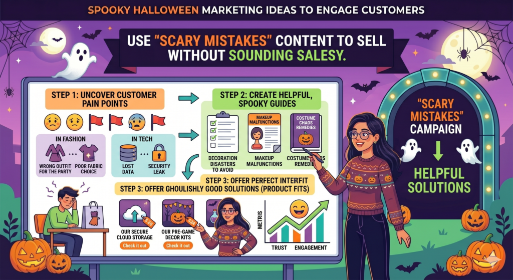 Halloween is the perfect time to talk about mistakes because fear is already part of the season. But this does not mean you should scare people in a harsh way. The goal is to make the problem feel real, then show a simple path out of it.