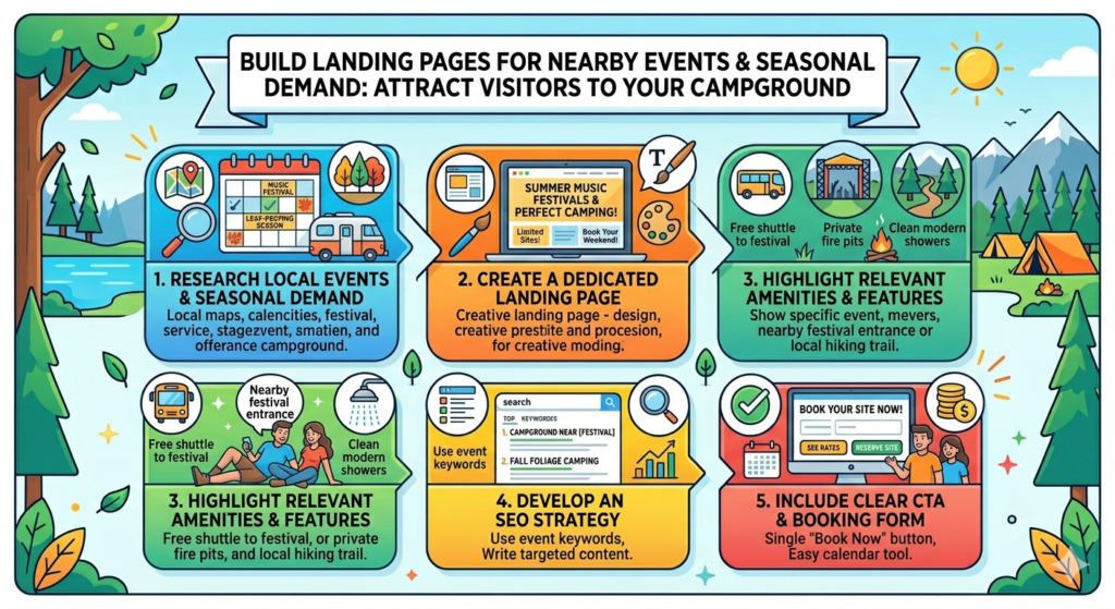 Local events can bring strong booking demand, but many campgrounds do not capture it well. They wait until people call, or they post once on social media. A better approach is to create simple landing pages for events and seasonal moments that already bring visitors to your area.