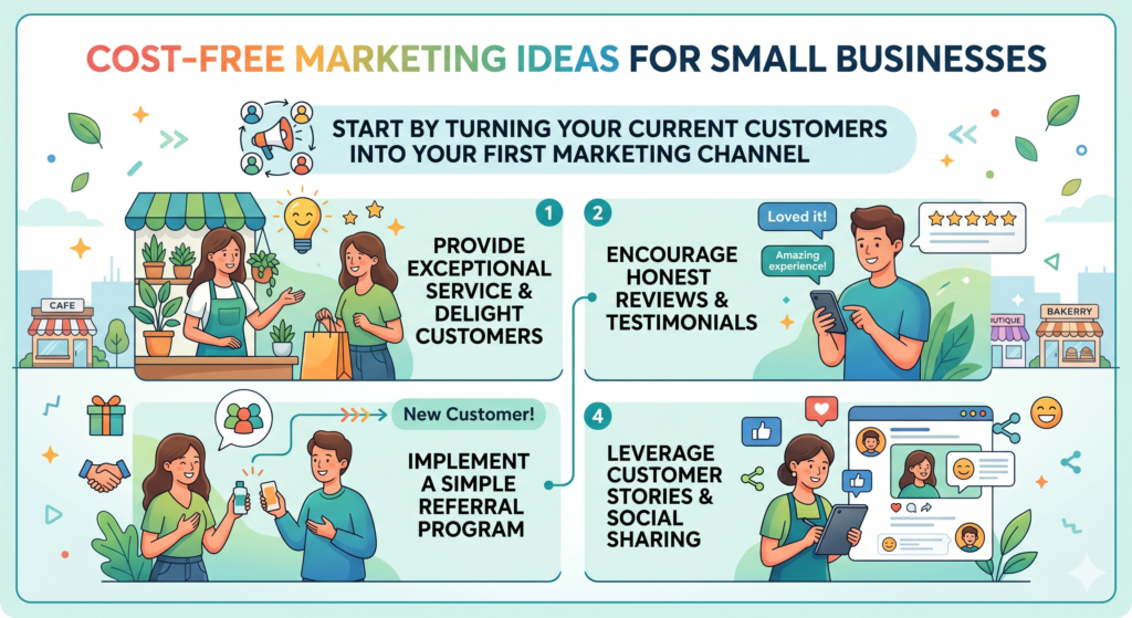 Your best free marketing asset is not your logo, your website, or your social media page. It is the trust you have already built with people who bought from you. A happy customer can say things about your business that you can never say as strongly yourself.
